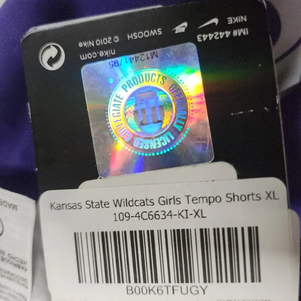 Nike Kansas State Wildcats Girls Tempo Shorts XL Purple White Athletic School